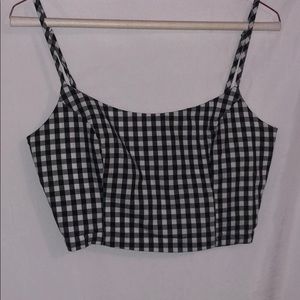 Gingham cropped tank top